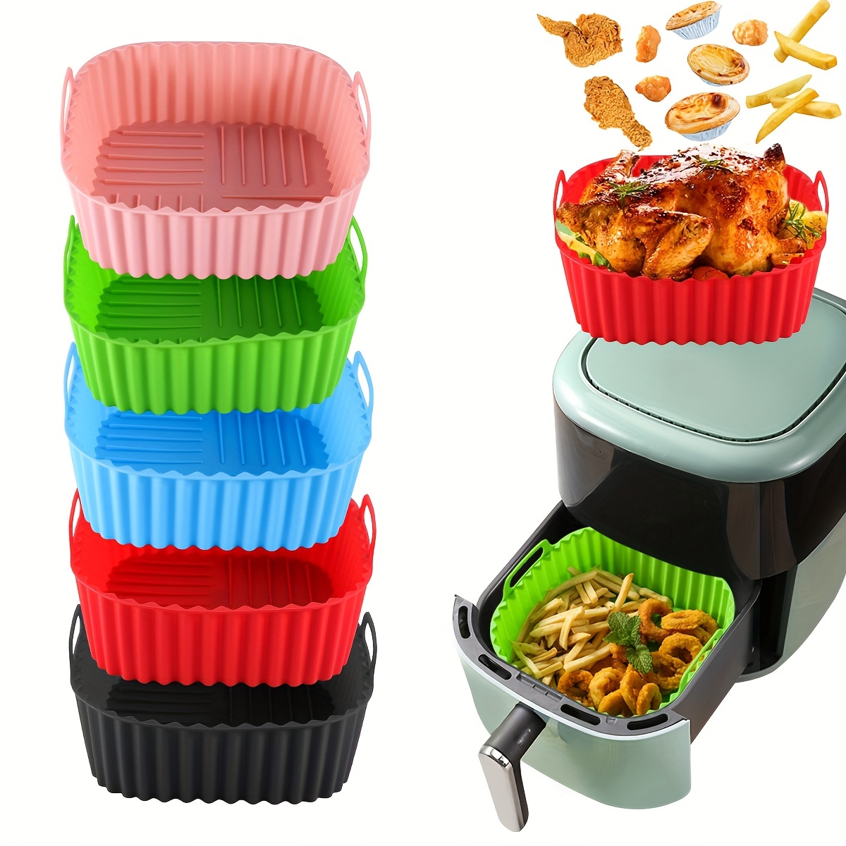 Kitchen Baking Oven - 1-квадратный силиконовый вкладыш для фритюрницы многоразовый